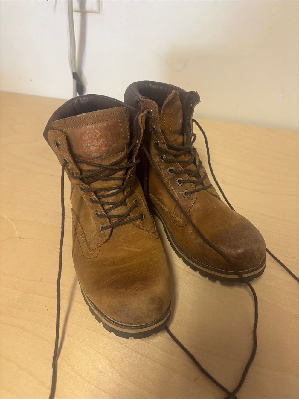 Timberland Tan/Brown Leather Lace-Up Work Boots
